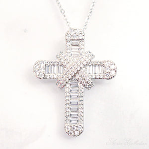 Silver Crystal Cross Necklace