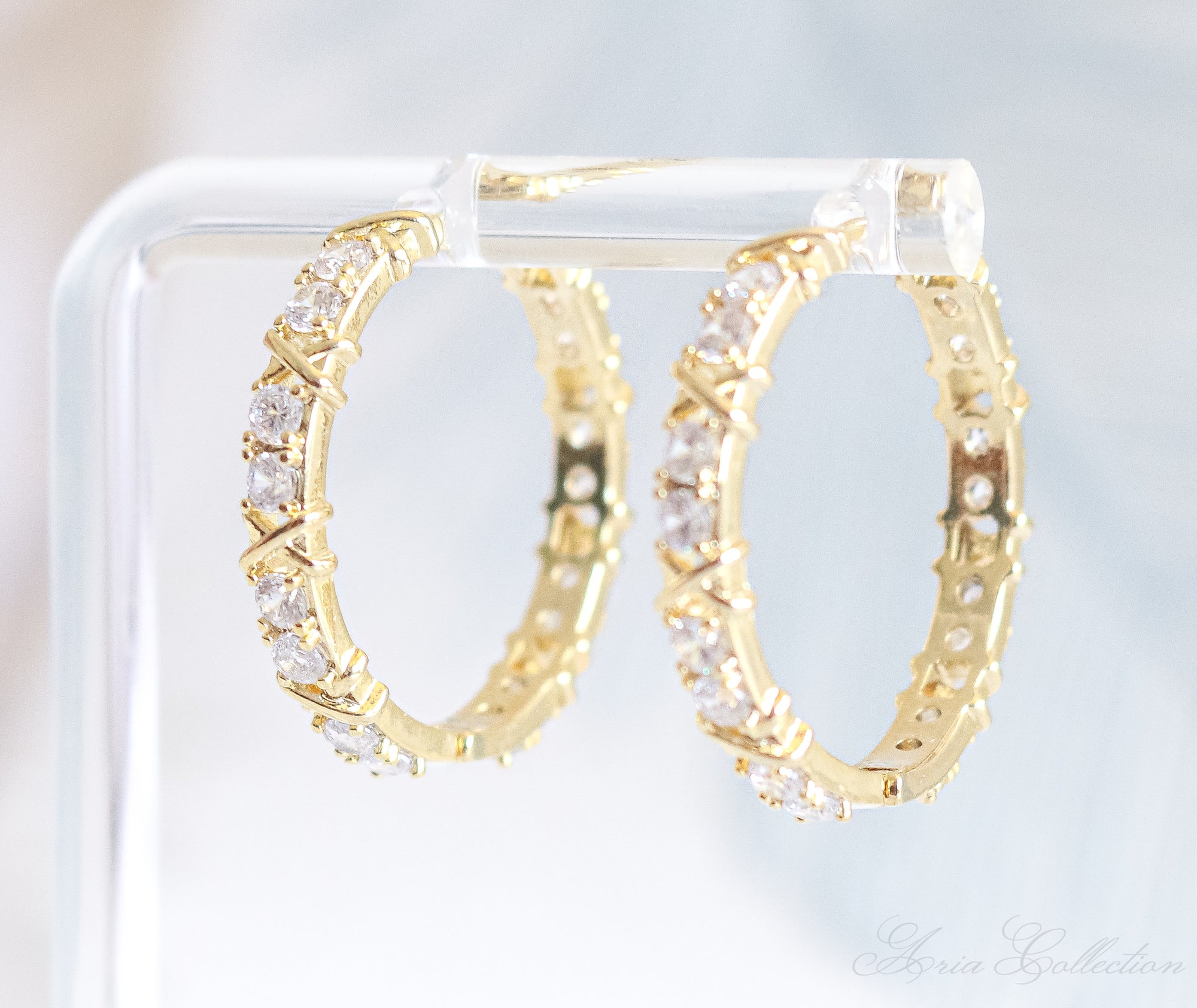Gold Plated Crystal Hoop Earrings