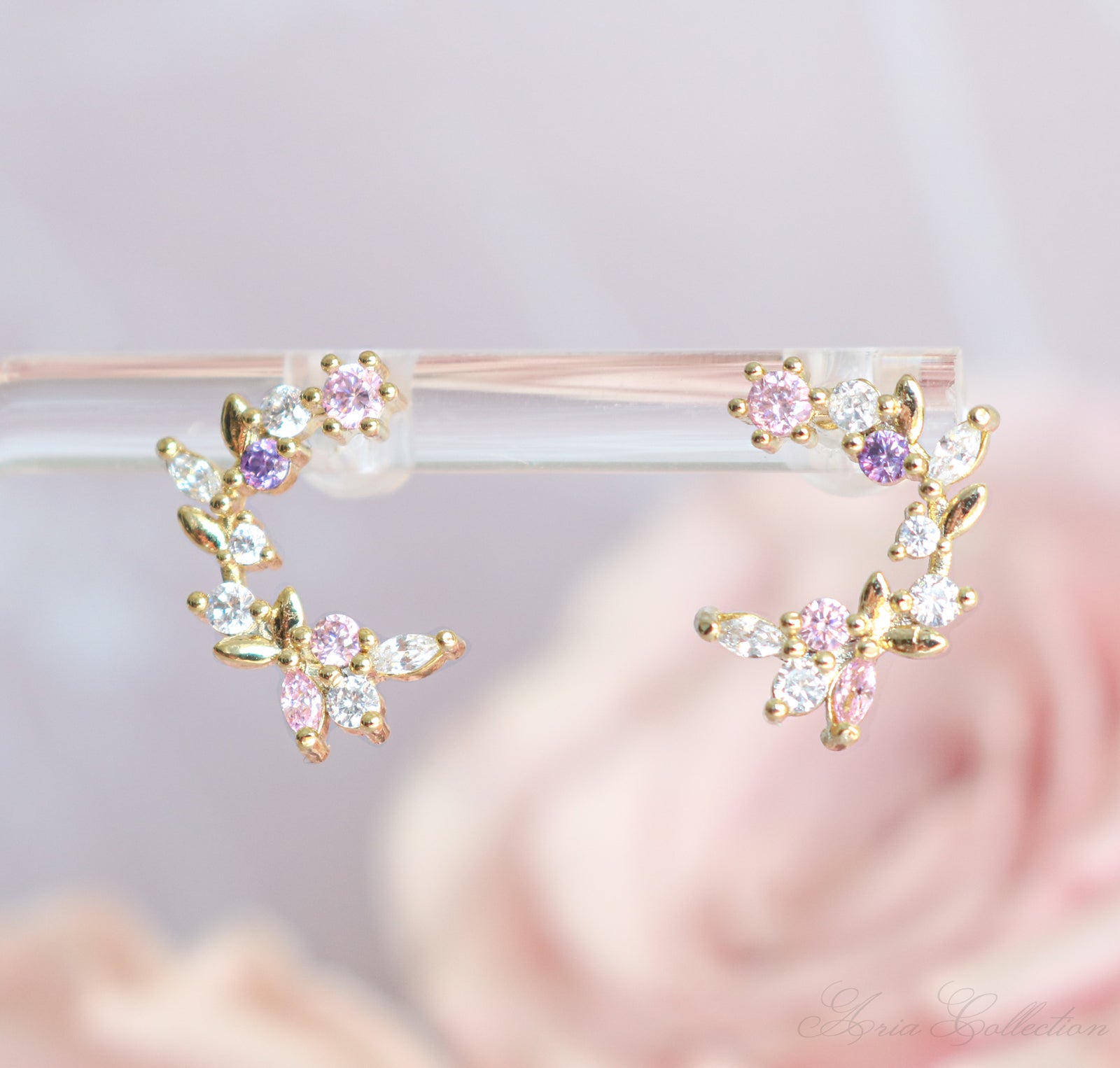 Crystal Floral Stud Earrings